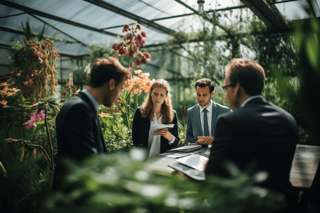 82-henrik67_A_meeting_in_a_startup_held_in_a_greenhouse_full_of_fl_46a1b1e6-3c70-4c3e-86ce-c11e50dd30aa