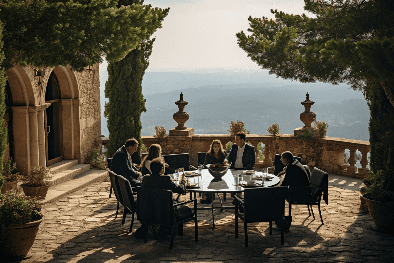 94-henrik67_A_business_meeting_on_a_terrace_in_an_old_castle_on_a__346f7b60-4780-4ee2-959e-75ab5bf589b3